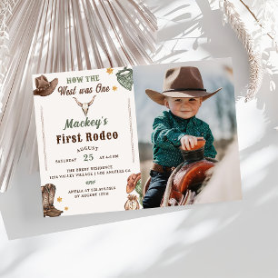 Western First Rodeo Rustic Geburtstagsparty Foto Einladung
