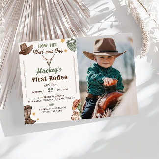 Western First Rodeo Rustic Geburtstagsparty Foto Einladung