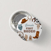 Western First Rodeo Wild West Boy Erster Geburtsta Button (Vorne & Hinten)