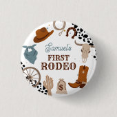 Western First Rodeo Wild West Boy Erster Geburtsta Button (Vorderseite)
