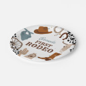 Western First Rodeo Wild West Boy Erster Geburtsta Pappteller (Schrägansicht)