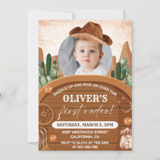 Western First Rodeo Wild West Cowboy 1. Geburtstag Einladung