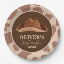 Western First Rodeo Wild West Cowboy 1st Birthday Pappteller