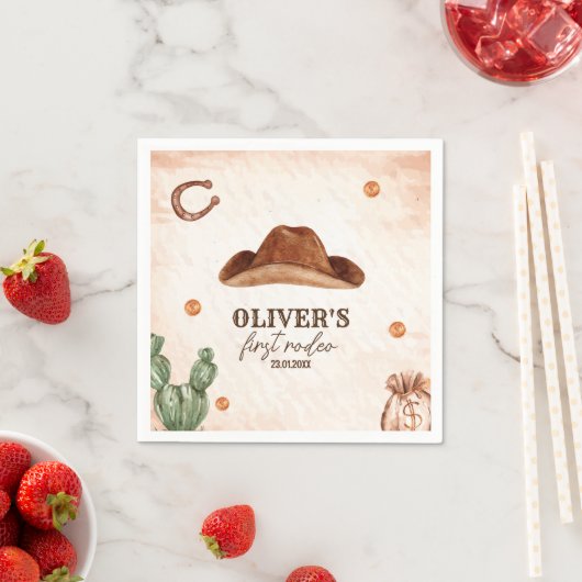 Western First Rodeo Wild West Cowboy 1st Birthday Serviette (Beispiel)
