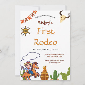 Western First Rodeo Wild West Cowboy Blue Geburtst Einladung