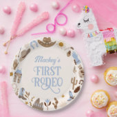 Western First Rodeo Wild West Cowboy Blue Geburtst Pappteller (Party)