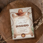 Western First Rodeo Wild West Cowboy Brown Einladung