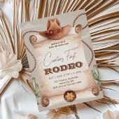 Western First Rodeo Wild West Cowboy Brown Einladung