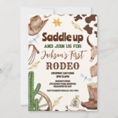 Western First Rodeo Wild West Cowboy Geburtstag Einladung (Vorderseite)