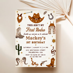Western First Rodeo Wild West Cowboy Geburtstag Einladung