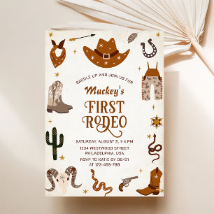 Western First Rodeo Wild West Cowboy Geburtstag Einladung