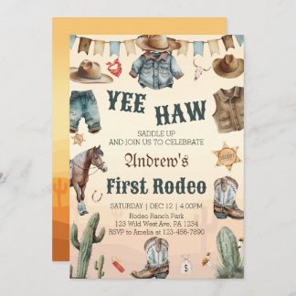 Western First Rodeo Wild West Cowboy Geburtstag Einladung