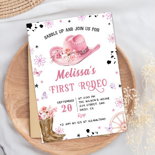 Western First Rodeo Wild West Cowgirl Geburtstag Einladung