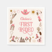 Western First Rodeo Wildwest Cowgirl Pink Birthday Serviette (Vorderseite)