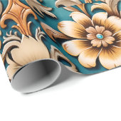 Western Floral Art Turquoise Teal Geschenkpapier (Rolleneckpunkt)