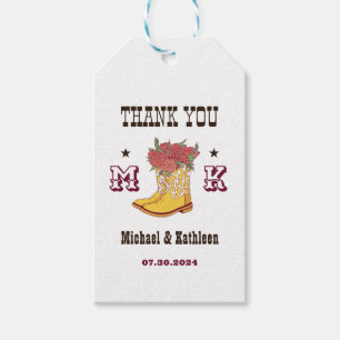 Western Floral Cowboy Boot Monogram Rustikale Hoch Geschenkanhänger