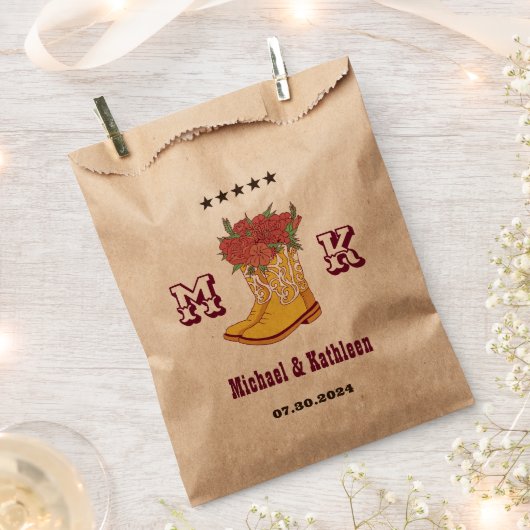Western Floral Cowboy Boot Monogram Rustikale Hoch Geschenktütchen (Ausgeschnitten)