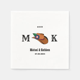 Western Floral Cowboy Hat Rustikale Landhochzeit Serviette