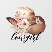 Western Floral Cowgirl Hat Fensteraufkleber (Blatt)