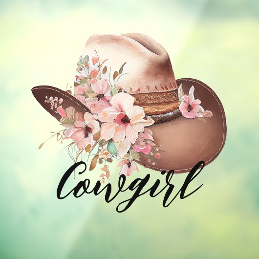 Western Floral Cowgirl Hat Fensteraufkleber (Blatt 3)