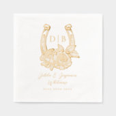 Western Floral Horseshoe Custom Wedding Monogram Servietten Mit Folie (Vorderseite)