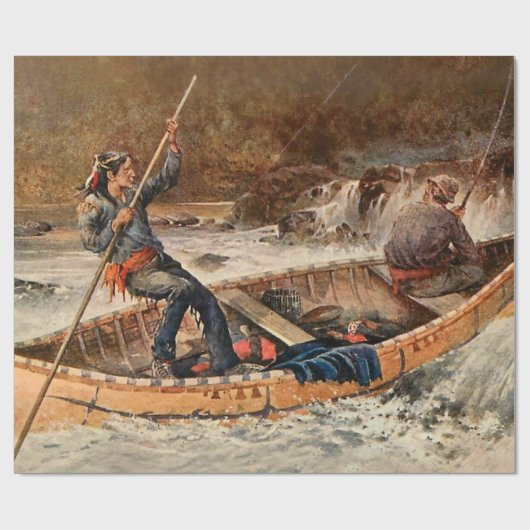 Western "Forellenfischerei" Kunst des Franks Felle Geschenkpapier (Flach)