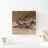 Western "Forellenfischerei" Kunst des Franks Felle Quadratische Wanduhr (Zuhause)