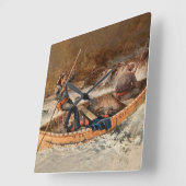 Western "Forellenfischerei" Kunst des Franks Felle Quadratische Wanduhr (Winkel)