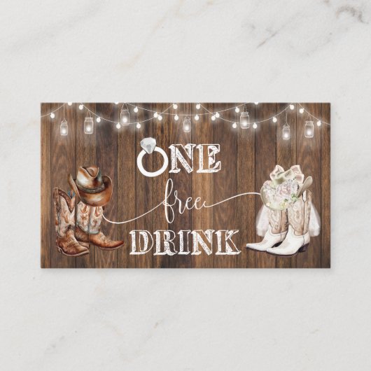Western Free Drink Wedding Reception Card Ticket (Vorderseite)