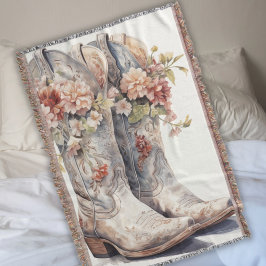 Western Fringe Throw Blanket Cowgirl Stiefel flora Decke