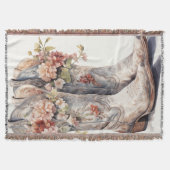 Western Fringe Throw Blanket Cowgirl Stiefel flora Decke (Vorderseite)