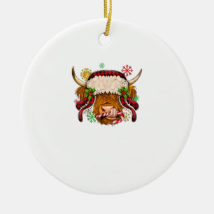 Western Frohe Weihnachten Hochland Kuh Xmas Farm A Keramik Ornament