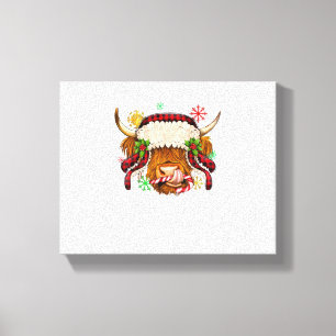 Western Frohe Weihnachten Hochland Kuh Xmas Farm A Leinwanddruck