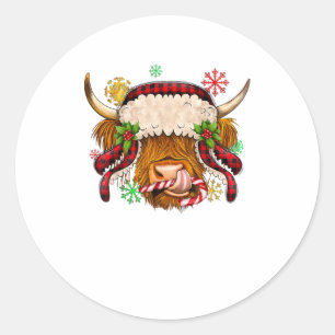 Western Frohe Weihnachten Hochland Kuh Xmas Farm A Runder Aufkleber
