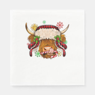 Western Frohe Weihnachten Hochland Kuh Xmas Farm A Serviette