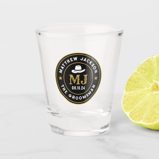 Western Frontier Retro-Logo Personalisierte Trauze Schnapsglas (Vorderseite)