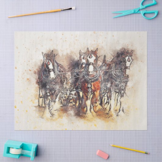 Western für Arbeitspferde - Entpacken von Kunstobj Seidenpapier (Basteln)