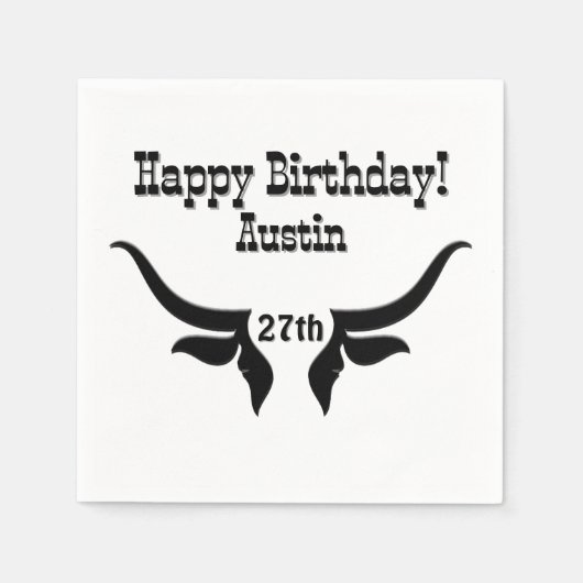 Western für benutzerdefinierten Text und Alter Bul Serviette (Vorderseite)