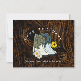 Western für Länder Stiefel Save the Date Postkarte