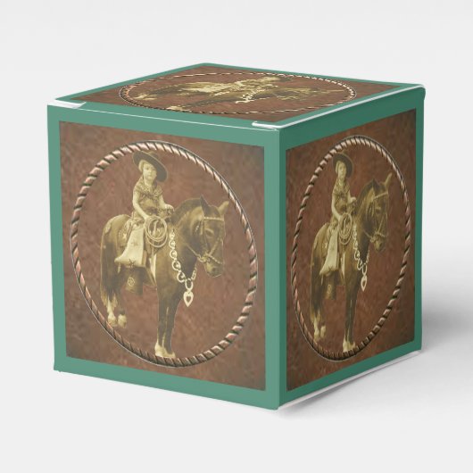 Western Gastgeschenk oder Geschenkboxen Vintag Cow Geschenkschachtel (Vorderseite)