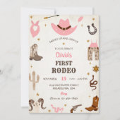 Western Geburtstag Rustic First Rodeo Geburtstag Einladung (Vorderseite)