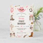 Western Geburtstag Rustic First Rodeo Geburtstag Einladung (Stehend Vorderseite)