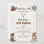 Western Geburtstag Rustikales 3. Geburtstag Party Einladung (Vorderseite)