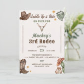 Western Geburtstag Rustikales 3. Geburtstag Party Einladung (Stehend Vorderseite)