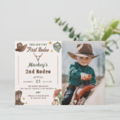 Western Geburtstagsparty Rustikales Foto Einladung (Stehend Vorderseite)
