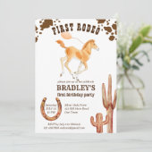 Western-Geburtstagsparty zu Pferdethemen Einladung (Stehend Vorderseite)