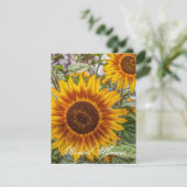 Western Gelbblütenhochzeit Einladung (Stehend Vorderseite)