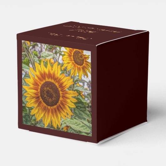 Western Gelbblütenhochzeit Geschenkschachtel (Rückseite)