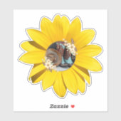 Western, gelbe Sonnenblume, Stiefel & Hut im Mitte Aufkleber (Blatt)