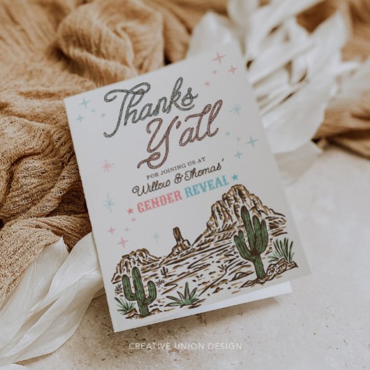 Western Gender Reveal Cowboy oder Cowgirl Dankeskarte